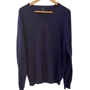 J. Crew Slim Luxe 100% Merino‎ Wool V-Neck Deep Purple Sweater Size XL